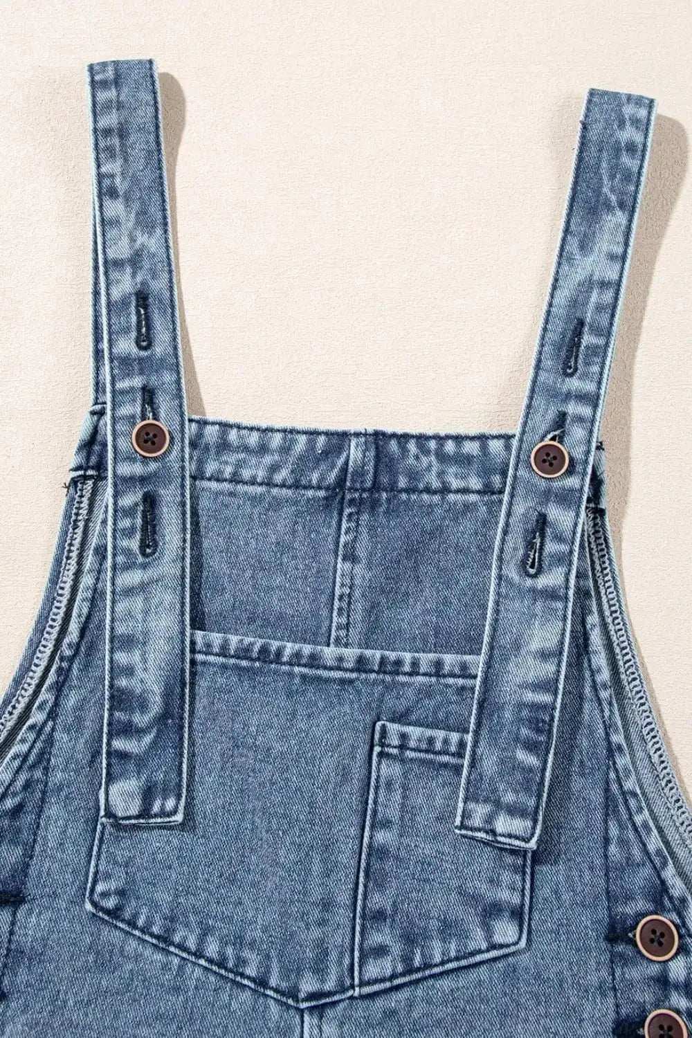 Distressed Bib Pocket Wide Leg Denim Overalls - Trendsi - Flyclothing LLC
