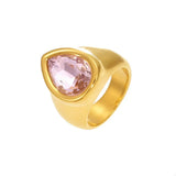 18K Gold-Plated Teardrop Zircon Ring - Trendsi - Flyclothing LLC