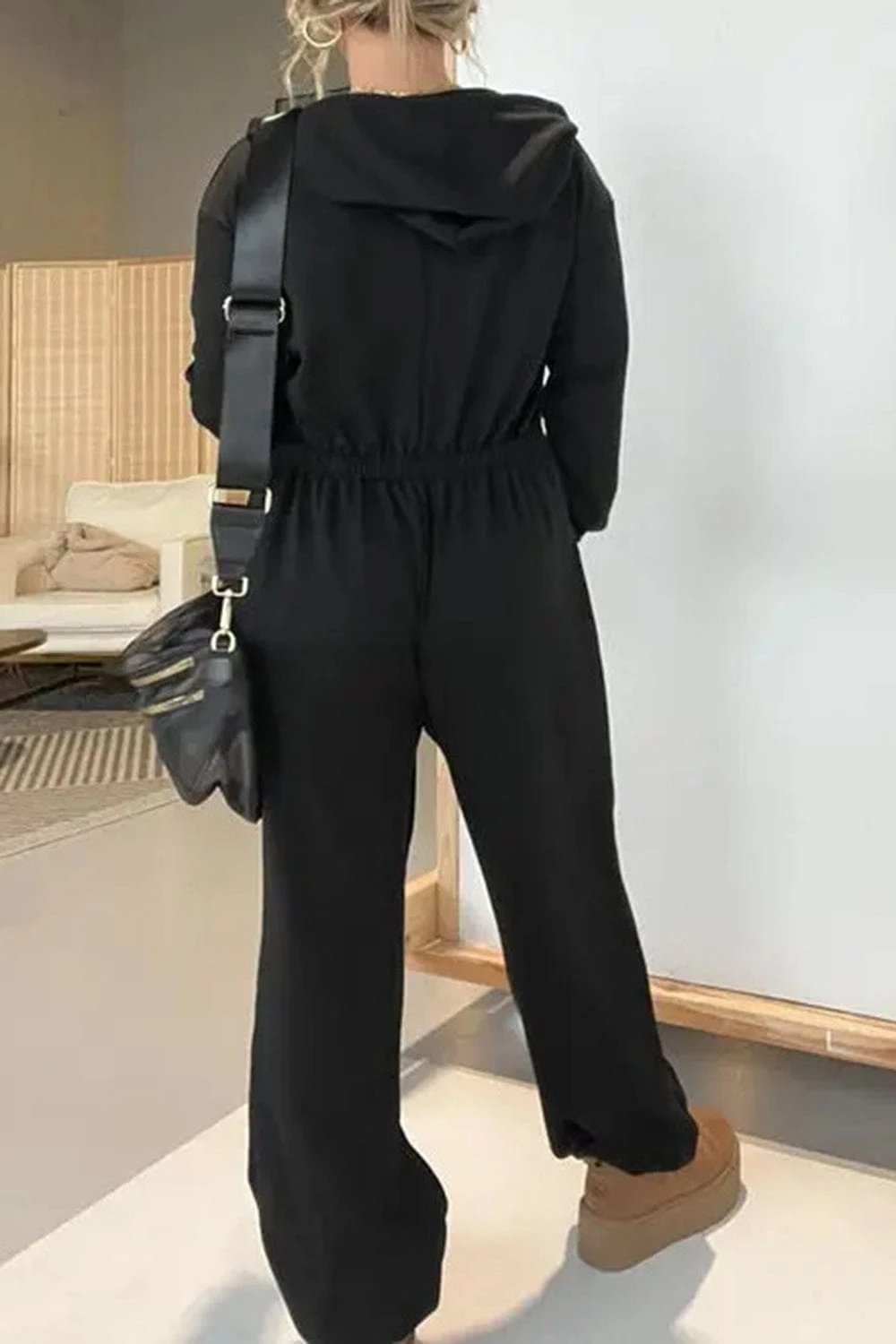 Full Size Drawstring Long Sleeve Jumpsuit - Trendsi - Flyclothing LLC