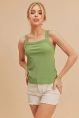Aemi + Co Square Neck Wide Strap Tank - Trendsi - Flyclothing LLC
