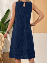 Ruffled Textured Round Neck Sleeveless Dress - Trendsi - Flyclothing LLC