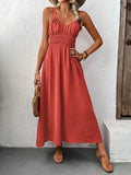 V-Neck Wide Strap Midi Cami Dress - Trendsi