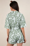 VERY J Oversized Printed Button Down Resort Romper - Trendsi