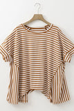 Stripe Batwing Sleeve Round Neck Oversized Top - Trendsi