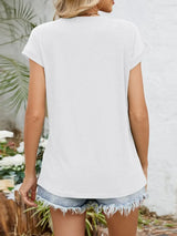 Casual V-Neck Pleated Front T-Shirt - Trendsi - Flyclothing LLC