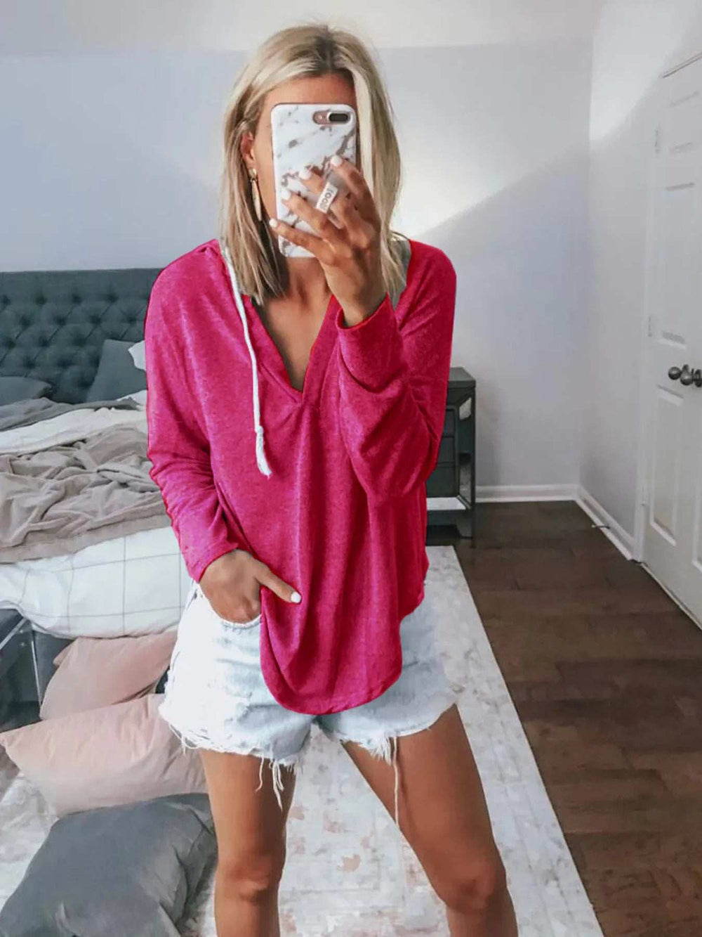 Full Size Drawstring Long Sleeve Hoodie Plus Size - Trendsi - Flyclothing LLC