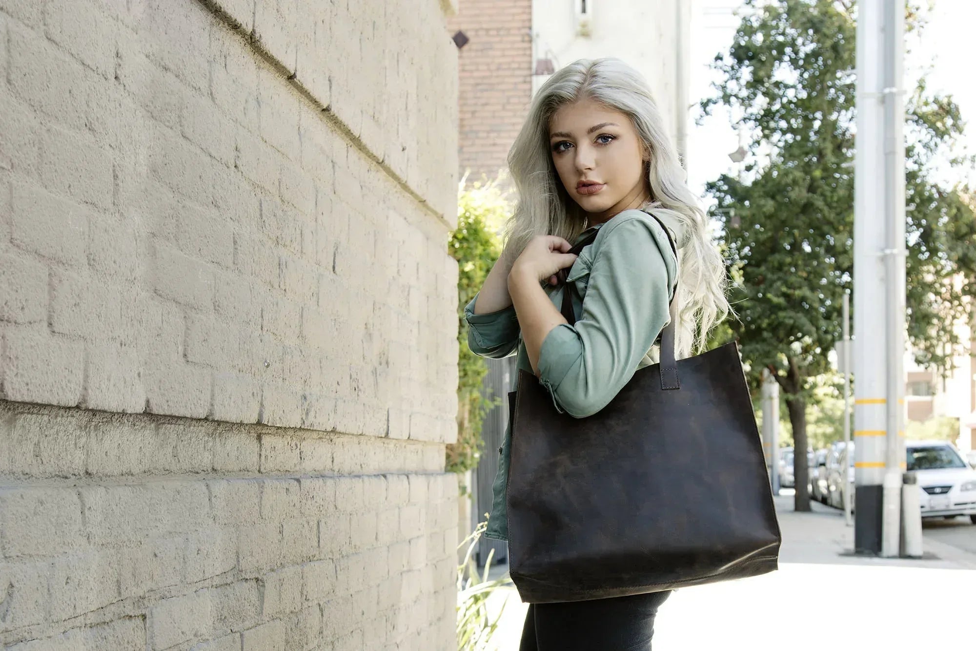 Raw Edge Tote - Kiko Leather - Flyclothing LLC