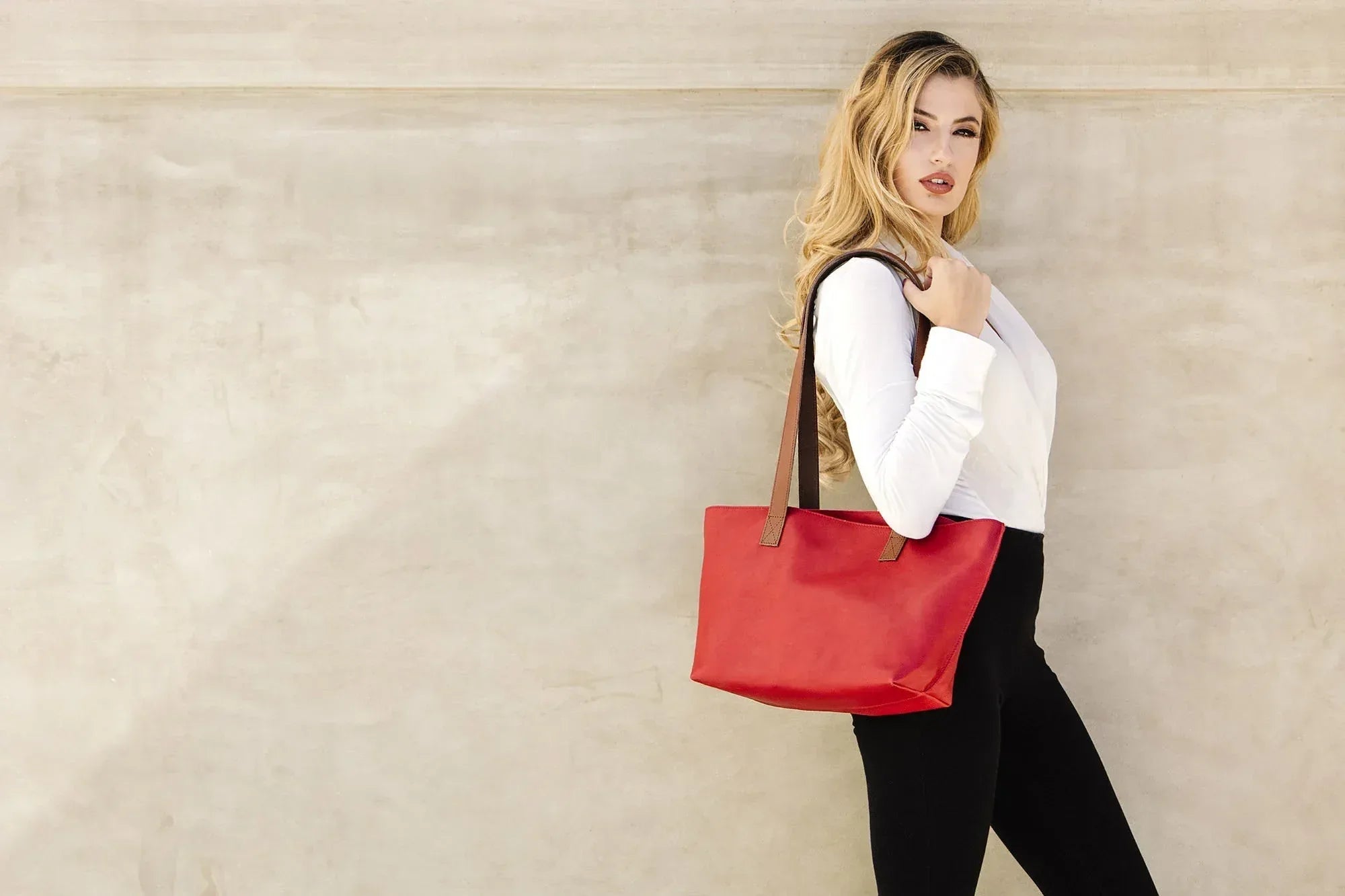 Perfect Tote Red - Kiko Leather - Flyclothing LLC