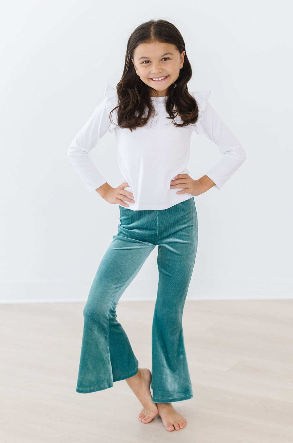 Aquamarine Ribbed Velvet Bells - Mila & Rose ® - Flyclothing LLC