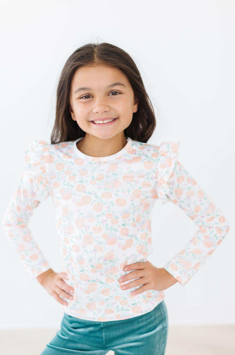 Pretty Pumpkins L/S Ruffle Tee - Mila & Rose ® - Flyclothing LLC
