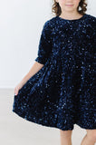 Navy Velvet Sequin Dress - Mila & Rose ®
