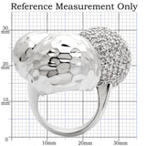 0W121 - Rhodium Brass Ring with AAA Grade CZ  in Clear - Alamode