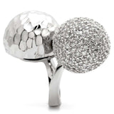 0W121 - Rhodium Brass Ring with AAA Grade CZ in Clear - Alamode - Flyclothing LLC