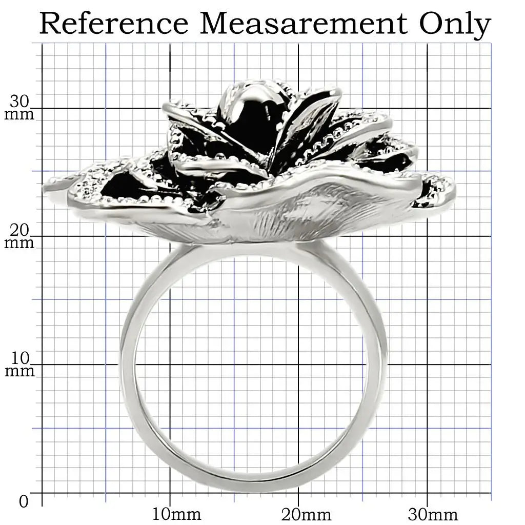 0W252 - Rhodium Brass Ring with Top Grade Crystal in Clear - Alamode - Flyclothing LLC