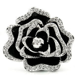 0W252 - Rhodium Brass Ring with Top Grade Crystal  in Clear - Alamode