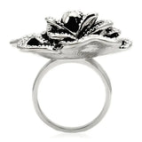 0W252 - Rhodium Brass Ring with Top Grade Crystal in Clear - Alamode - Flyclothing LLC