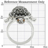 0W285 - Rhodium Brass Ring with Top Grade Crystal in Multi Color - Alamode - Flyclothing LLC