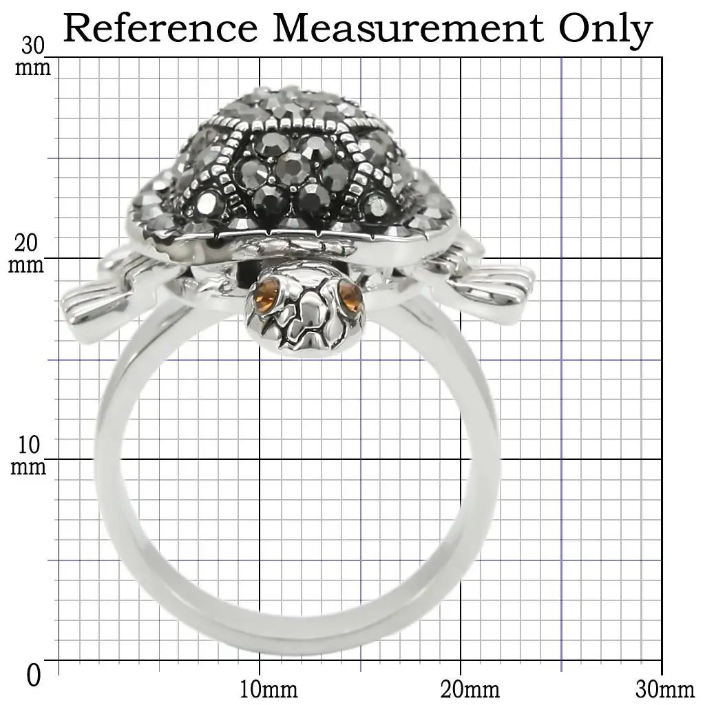0W285 - Rhodium Brass Ring with Top Grade Crystal in Multi Color - Alamode - Flyclothing LLC