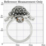 0W285 - Rhodium Brass Ring with Top Grade Crystal  in Multi Color - Alamode