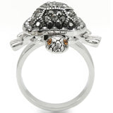 0W285 - Rhodium Brass Ring with Top Grade Crystal  in Multi Color - Alamode