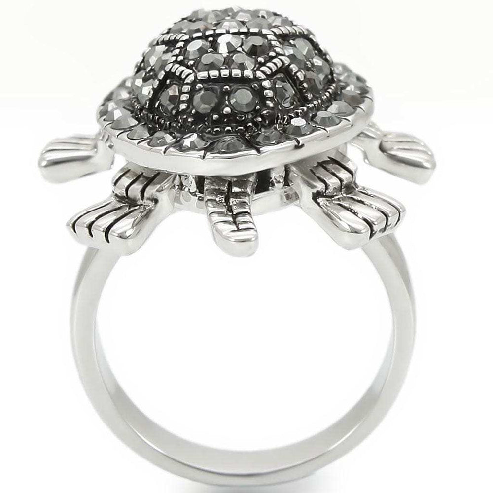 0W285 - Rhodium Brass Ring with Top Grade Crystal in Multi Color - Alamode - Flyclothing LLC