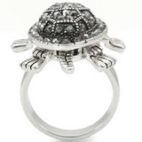 0W285 - Rhodium Brass Ring with Top Grade Crystal in Multi Color - Alamode - Flyclothing LLC