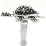 0W285 - Rhodium Brass Ring with Top Grade Crystal in Multi Color - Alamode - Flyclothing LLC