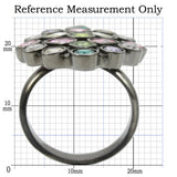 0W297 - Ruthenium Brass Ring with AAA Grade CZ  in Multi Color - Alamode
