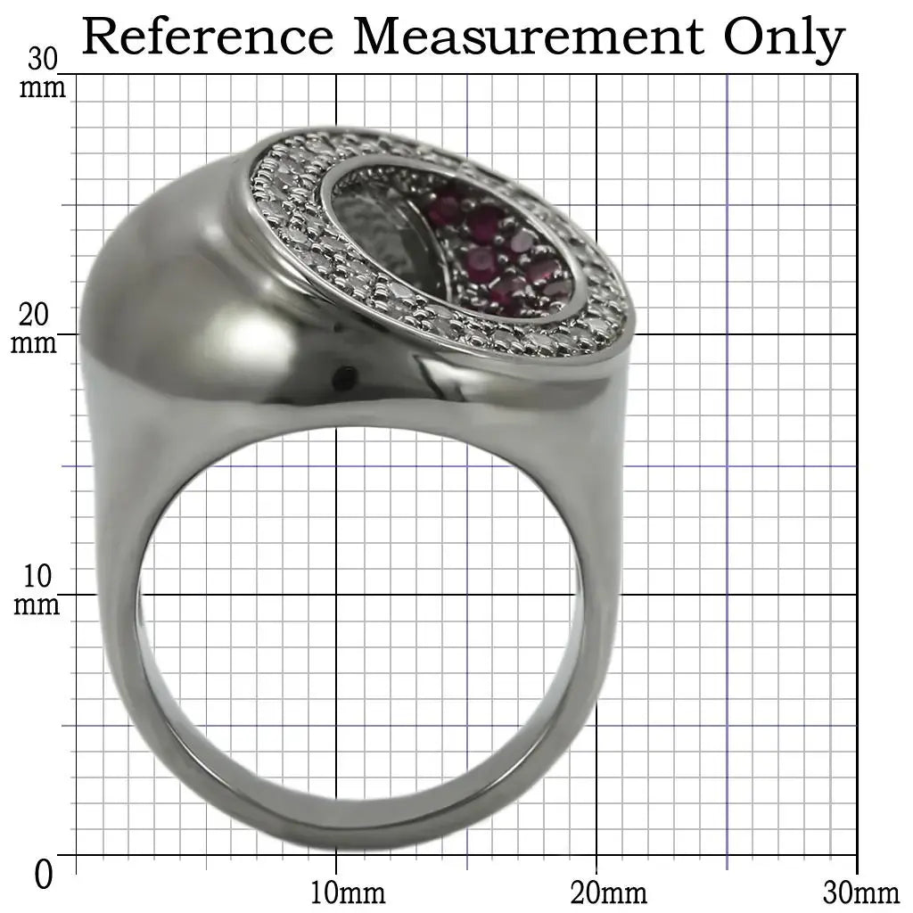 0W304 - Ruthenium Brass Ring with Synthetic Garnet in Ruby - Alamode - Flyclothing LLC