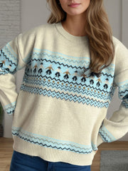 Contrast Round Neck Dropped Shoulder Sweater - Trendsi
