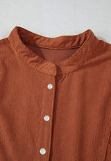 Corduroy Quarter Snap Three-Quarter Sleeve Dress - Trendsi - Flyclothing LLC