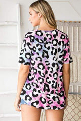 Heimish Full Size Crisscross Neck Animal Print Babydoll Top Plus Size - Trendsi - Flyclothing LLC