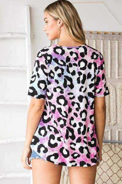 Heimish Full Size Crisscross Neck Animal Print Babydoll Top Plus Size - Trendsi - Flyclothing LLC