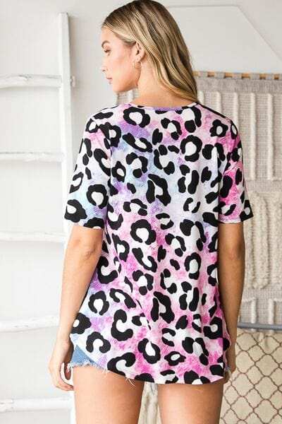 Heimish Full Size Crisscross Neck Animal Print Babydoll Top Plus Size - Trendsi - Flyclothing LLC