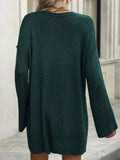 Round Neck Dropped Shoulder Sweater - Trendsi - Flyclothing LLC