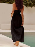Devine Ruched Halter Neck Midi Dress - Trendsi