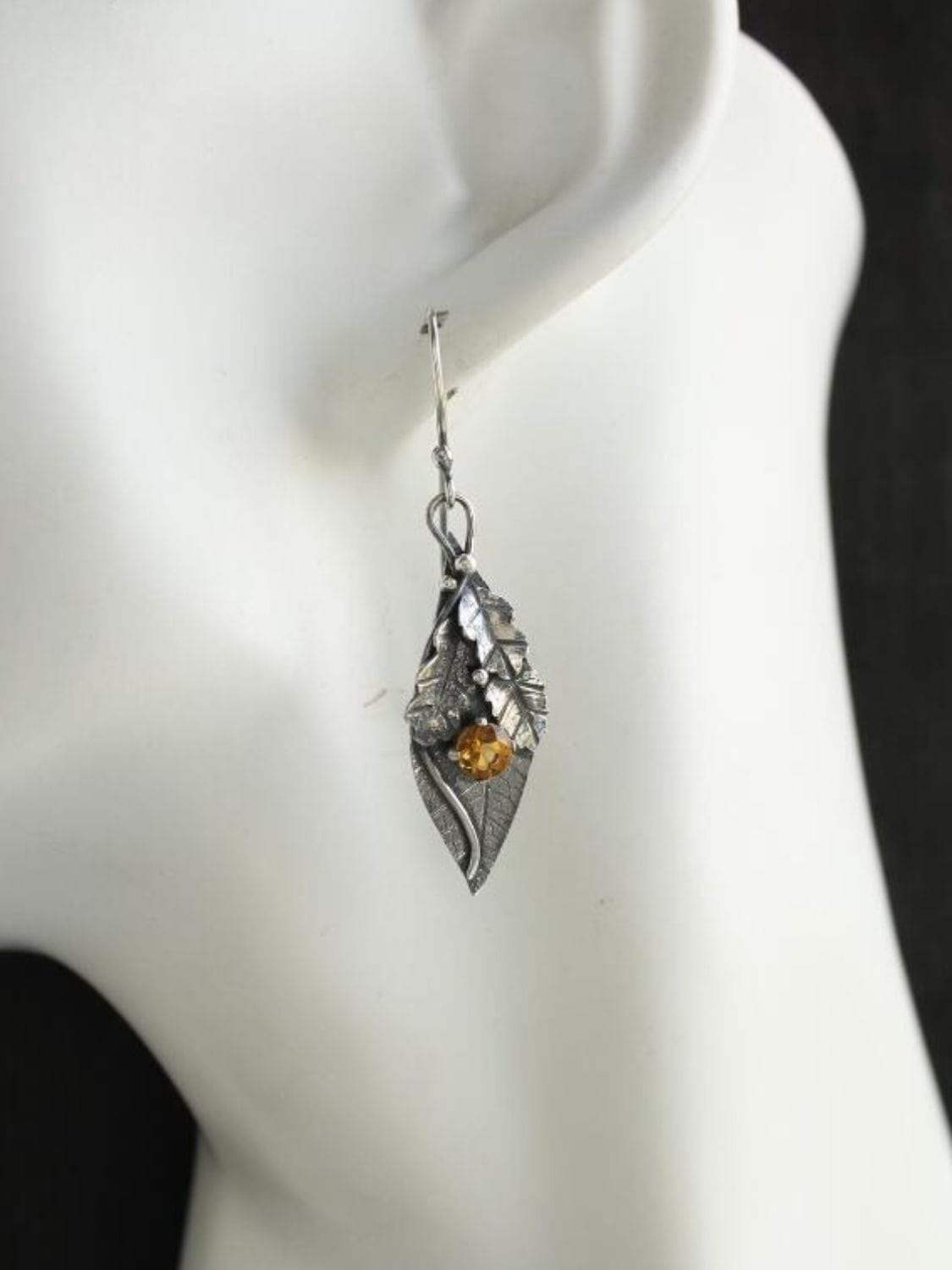 Alloy Rhinestone Leaf Shape Earrings - Trendsi - Flyclothing LLC