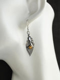 Alloy Rhinestone Leaf Shape Earrings - Trendsi
