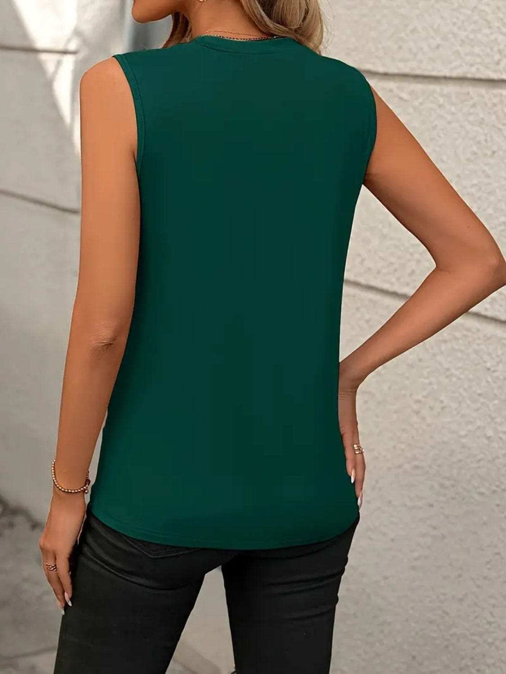 Round Neck Sleeveless Tank - Trendsi - Flyclothing LLC