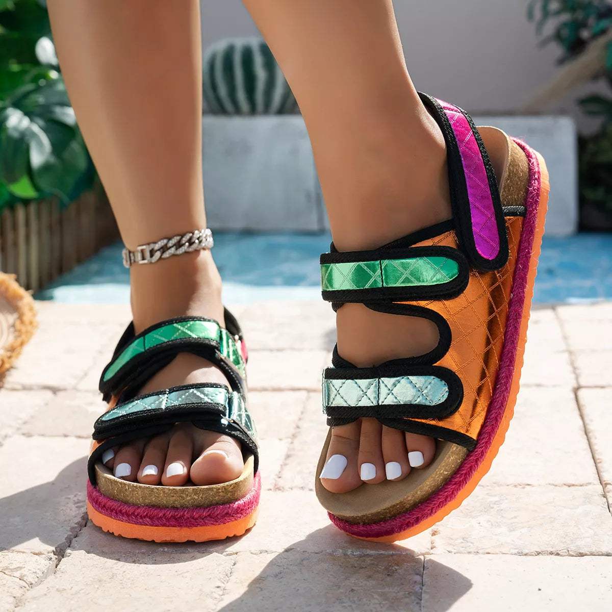 Open Toe Platform Sandals - Trendsi - Flyclothing LLC