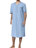 Men's Full Size Button Detail Short Sleeve Lounge Dress Plus Size - Trendsi - Flyclothing LLC