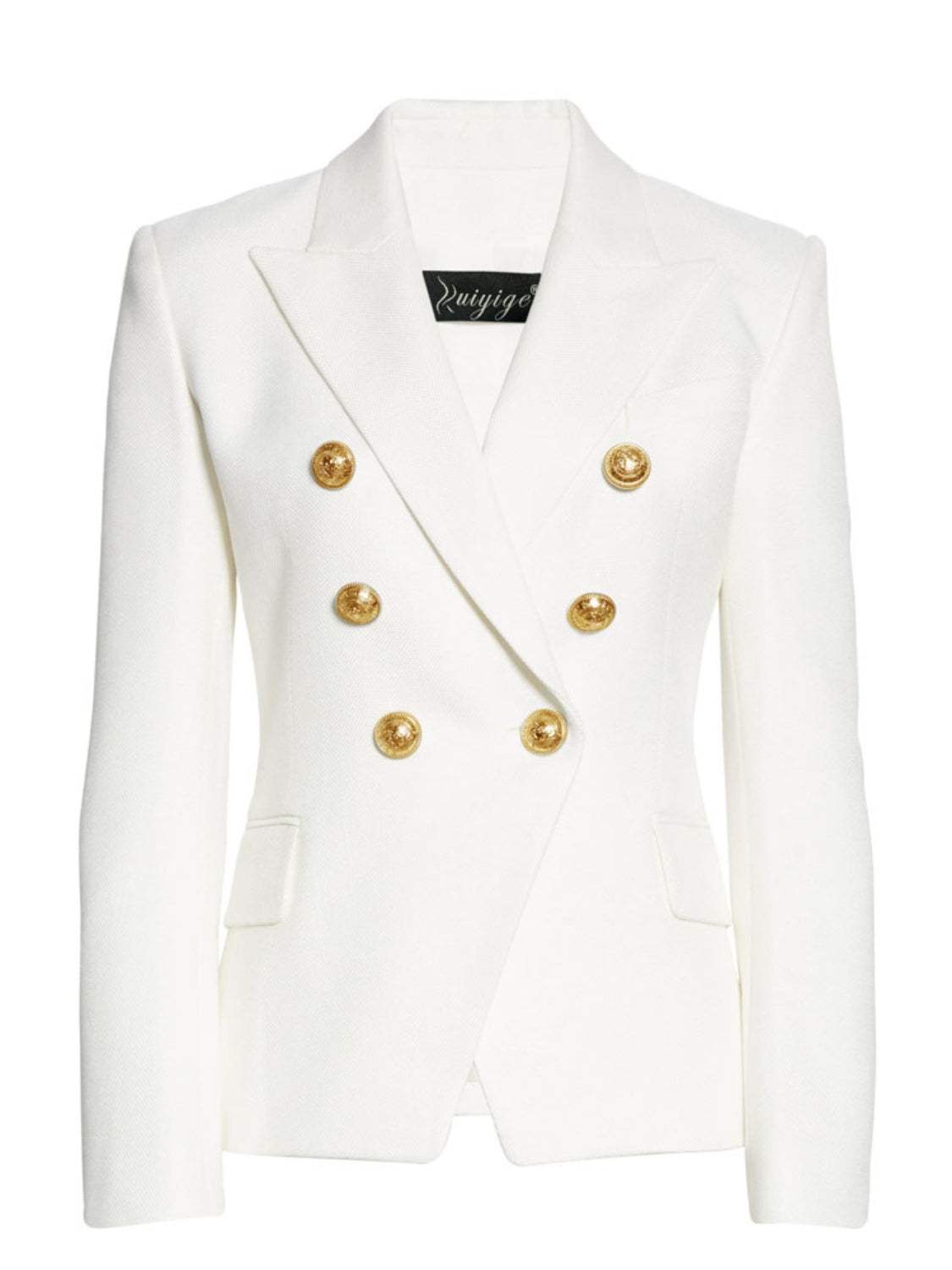 Lapel Collar Long Sleeve Blazer - Trendsi - Flyclothing LLC