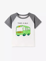 Children's Cartoon Vehicle Graphic Raglan Sleeve T-Shirts - Trendsi - Flyclothing LLC