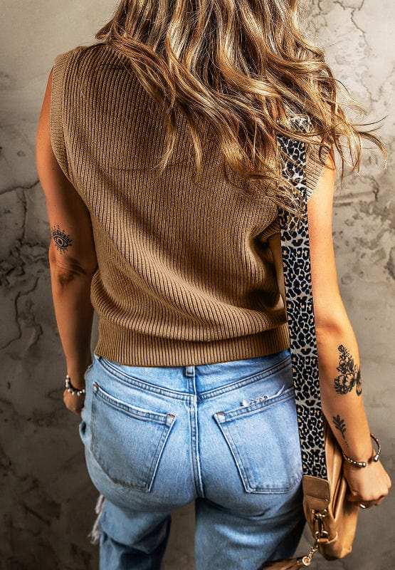 Button Up V-Neck Sweater Vest - Trendsi - Flyclothing LLC