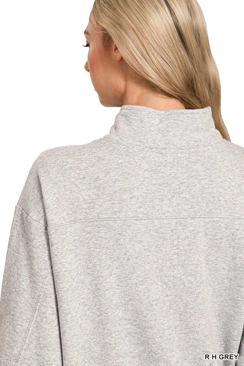 Zenana Fleece Half Zip Sweatshirt - Trendsi - Flyclothing LLC