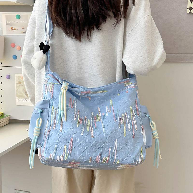 Contrast Texture Shoulder Bag - Trendsi - Flyclothing LLC