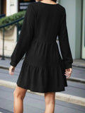 V-Neck Long Sleeve Mini Dress - Trendsi - Flyclothing LLC