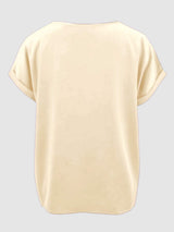 Round Neck Short Sleeve T-Shirt - Trendsi - Flyclothing LLC