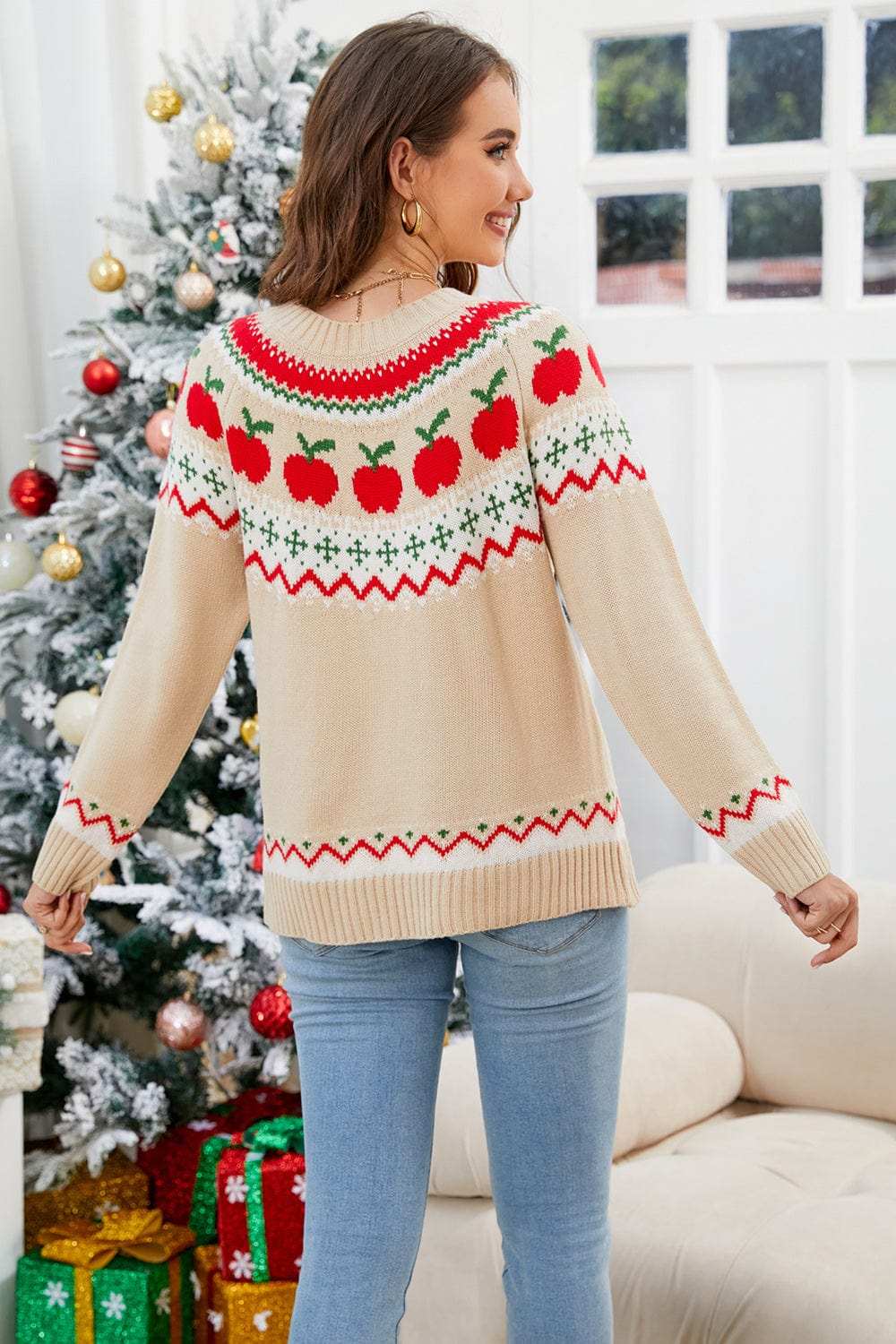 Angel Wings Graphic Round Neck Long Sleeve Sweater - Trendsi - Flyclothing LLC