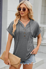 Florira Hooded Short Sleeve T-Shirt - Trendsi - Flyclothing LLC